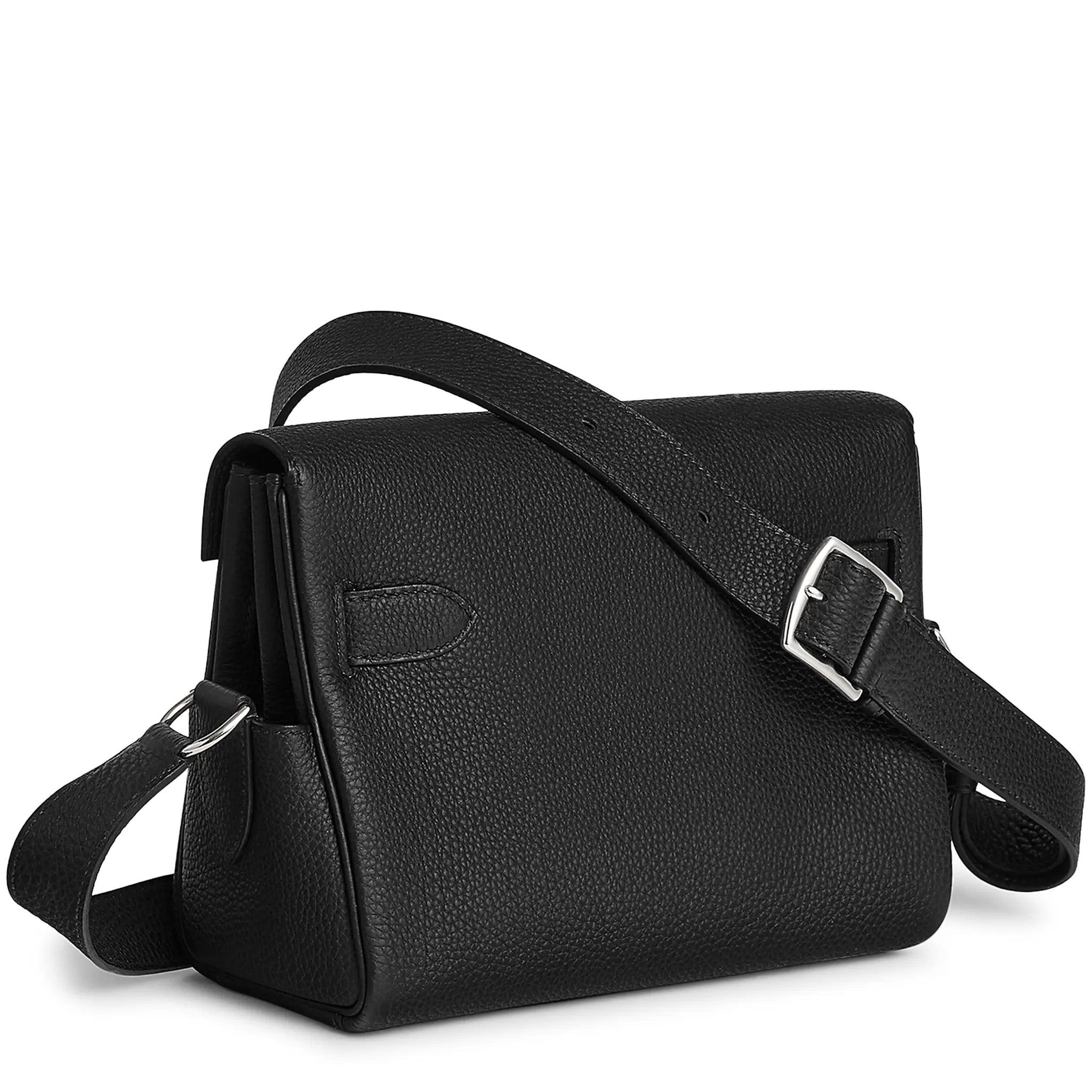 Back View of Hermes Kelly Togo Calfskin Palladium Hardware Noir Messenger Bag H085671CK89